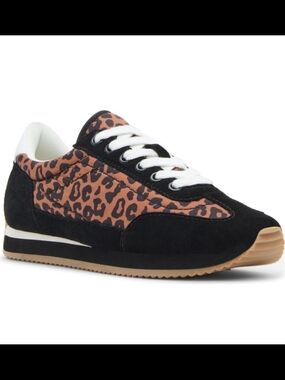 Blondo Black & Brown Leopard Lace-Up Sneakers